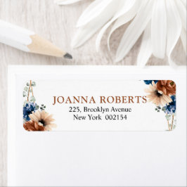 テラコッタ・ネイビー・ブルー・グリ結婚ーネリー・ジオメトリック ラベル