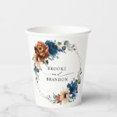 テラコッタ・ネイビー・ブルー・グリ結婚ーネリー・ジオメトリック 紙コップ (正面)