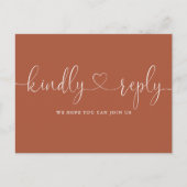 テラコッタ ハート スクリプト ソング リクエスト RSVP インビテーションポストカード (正面)