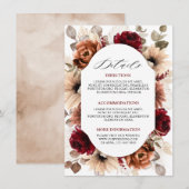 テラコッタ バーガンディー モーブ フラワーのウェディング詳細 エンクロージャーカード (正面/裏面)