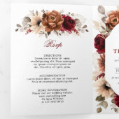 テラコッタ バーガンディー モーブ フラワージオメトリックウェディング 三つ折り案内状 (内部最初)