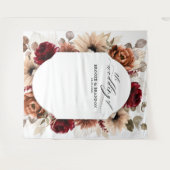 テラコッタ バーガンディー モーブ フラワージオメトリック ウェディング タペストリー (正面(横))