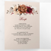 テラコッタ バーガンディー モーブ フラワージオメトリック ウェディング 三つ折り案内状 (内部最初)