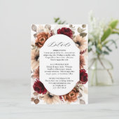 テラコッタ バーガンディー モーブ フローラル ジオメトリック ウェディング エンクロージャーカード (スタンド正面)