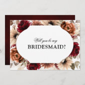 テラコッタ バーガンディー 私のブライズメイドになってくれますか 招待状 (正面/裏面)
