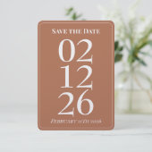 テラコッタ バーン オレンジ 結婚式 Save the Date カード (スタンド正面)