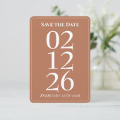 テラコッタ バーン オレンジ 結婚式 Save the Date カード (スタンド正面)