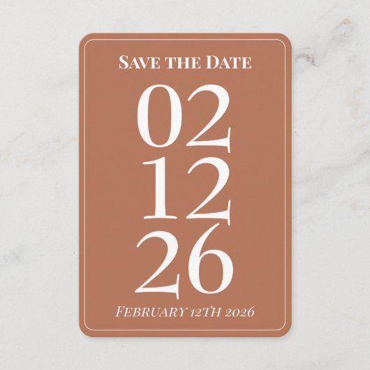 テラコッタ バーン オレンジ 結婚式 Save the Date カード (正面)