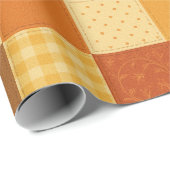 テラコッタ パッチワーク キルト ラスティック ファームハウス フラワル ラッピングペーパー (ロールコーナー)