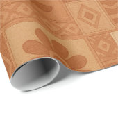 テラコッタ パッチワーク キルト ラスティック ファームハウス フラワル ラッピングペーパー (ロールコーナー)