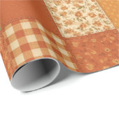 テラコッタ パッチワーク キルト ラスティック ファームハウス フラワル ラッピングペーパー (ロールコーナー)