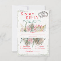 テラコッタ パンパス グラス ウェディング レスポンス カード