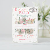 テラコッタ パンパス グラス ウェディング レスポンス カード (スタンド正面)