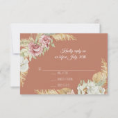 テラコッタ パンパス グラス パーム ピンク フローラル フォリアージ 出欠カード (正面)