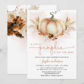 テラコッタ パンパス グラス リトル パンプキン ベイビー シャワー 招待状 (正面/裏面)