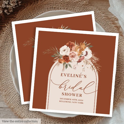 テラコッタ パンパス ボーホー ナプキン　ブライダルシャワーの飾り付けに