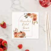 テラコッタ パンプキン フラワーブライダルシャワーナプキン スタンダードカクテルナプキン (インサイチュ)