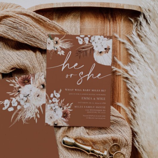 テラコッタ ヒー・シー 性別発表招待状 招待状