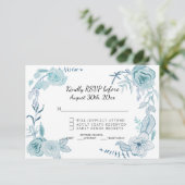 テラコッタ ピンクの水彩花の結婚式 招待状 (スタンド正面)