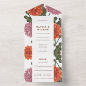 テラコッタ&ピンクフローラアースト結婚ーン オールインワン招待状 (内側)