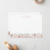 テラコッタ&ピンクフローラパーソナライズされた文具 ノートカード (正面/裏面インサイチュ)