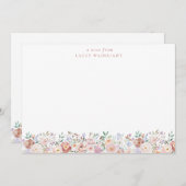 テラコッタ&ピンクフローラパーソナライズされた文具 ノートカード (正面/裏面)