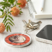 テラコッタ&ピーチガーベラデイジーベビー写真 キーホルダー (側面)