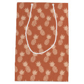 テラコッタ&ピーチトロピカルパイナップルパターン ミディアムペーパーバッグ (裏面)