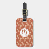 テラコッタ&ピーチトロピカルパイナップルパターン ラゲッジタグ (正面縦)