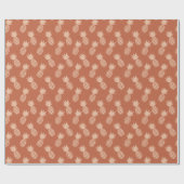テラコッタ&ピーチトロピカルパイナップルパターン ラッピングペーパー (フラット)