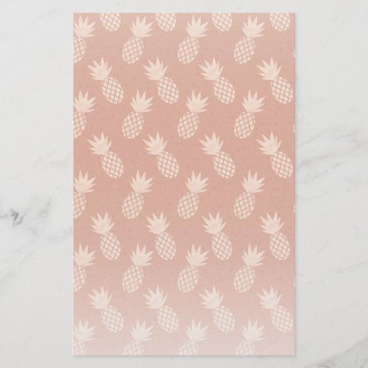 テラコッタ&ピーチトロピカルパイナップルパターン 便箋 (正面)