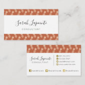 テラコッタ&ピーチトロピカルパイナップルパターン 名刺 (正面/裏面)