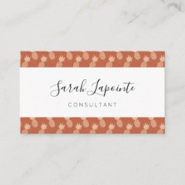 テラコッタ&ピーチトロピカルパイナップルパターン 名刺