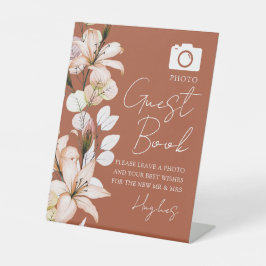 テラコッタ フォト ゲストブック フラワーズ ウェディング 台座サイン