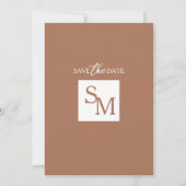 テラコッタ フォト セーブ・ザ・デート カード with モノグラム (正面)