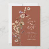 テラコッタ フォト ボーホー Save The Date フラット カード (正面)