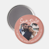 テラコッタ フォト モダン スクリプト セーブ ザ デート マグネット (正面/裏面)