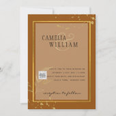 テラコッタ フォト QRコード ウェディング インビテーション セーブ デート (正面)