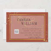 テラコッタ フォト QRコード ウェディング インビテーション セーブ デート (正面)