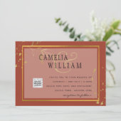 テラコッタ フォト QRコード ウェディング インビテーション セーブ デート (スタンド正面)