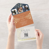 テラコッタ フォト QR コード ウェディング オールインワン招待状 (貼ってはがせる)