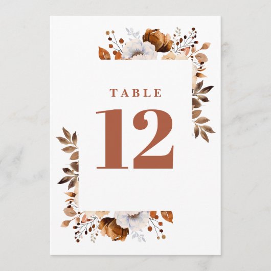テラコッタ フォール カントリー フラワーテーブル ナンバー 招待状 (正面)