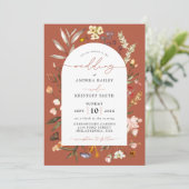 テラコッタ フォール ワイルドフラワー ボヘミアンガーデン ウェディング 招待状 (スタンド正面)