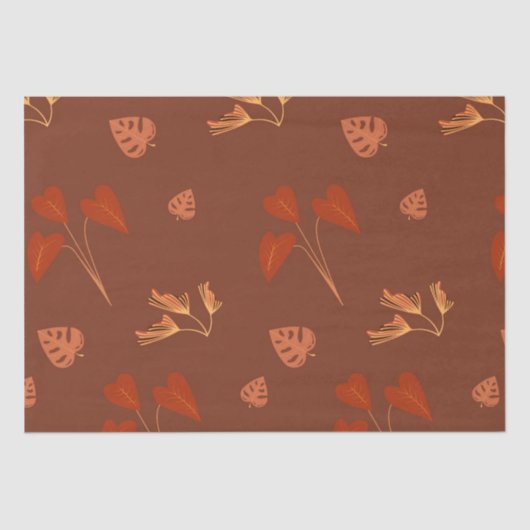 テラコッタ フラワーパターン 薄葉紙 (正面)