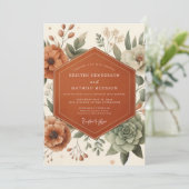 テラコッタ フラワーペインティング ウェディング 招待状 (スタンド正面)