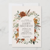 テラコッタ フラワーボタニカル バースデー モダン ラスティック 招待状 (正面)