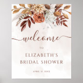 テラコッタ フラワーボホ 秋のウェディングシャワー ウェルカム ポスター (正面)