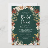 テラコッタ フラワーワイルドフラワー エメラルド ブライダルシャワー 招待状 (正面)