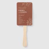 テラコッタ フラワー ウェディング ハンド ファン プログラム (正面)