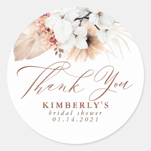 テラコッタ フラワー エキゾチック ボヘミアンの感謝 ラウンドシール (正面)